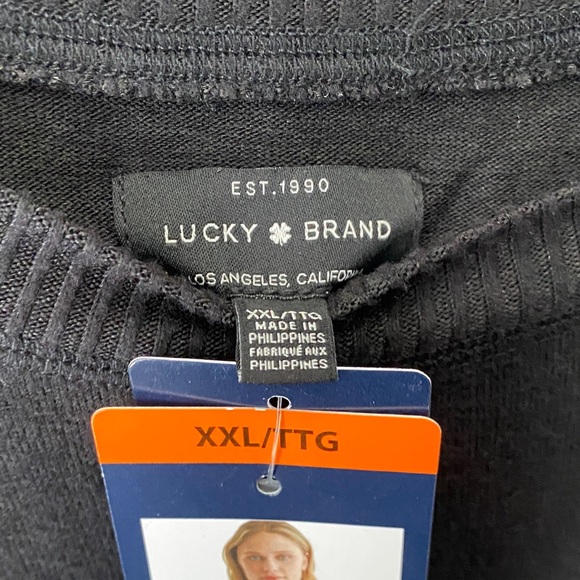 (CLEAR OUT PRICE!) Lucky Brand Womens Wrinkle Free Sweatshirt Top Black XXL - Picture 9 of 9